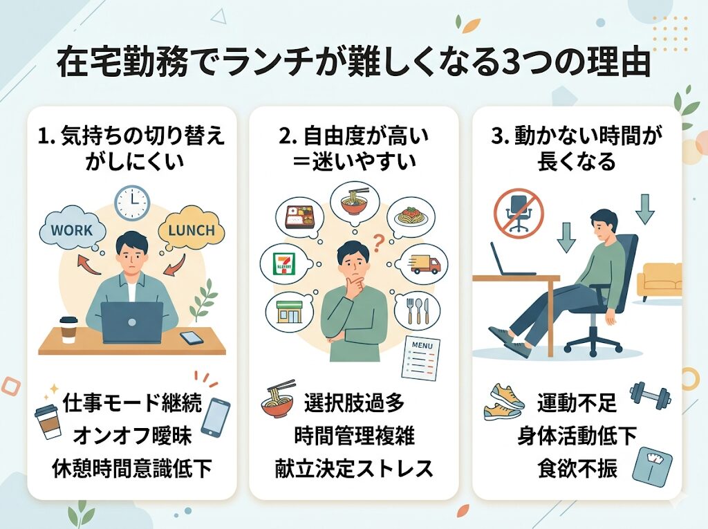 在宅勤務でランチが難しくなる3つの理由