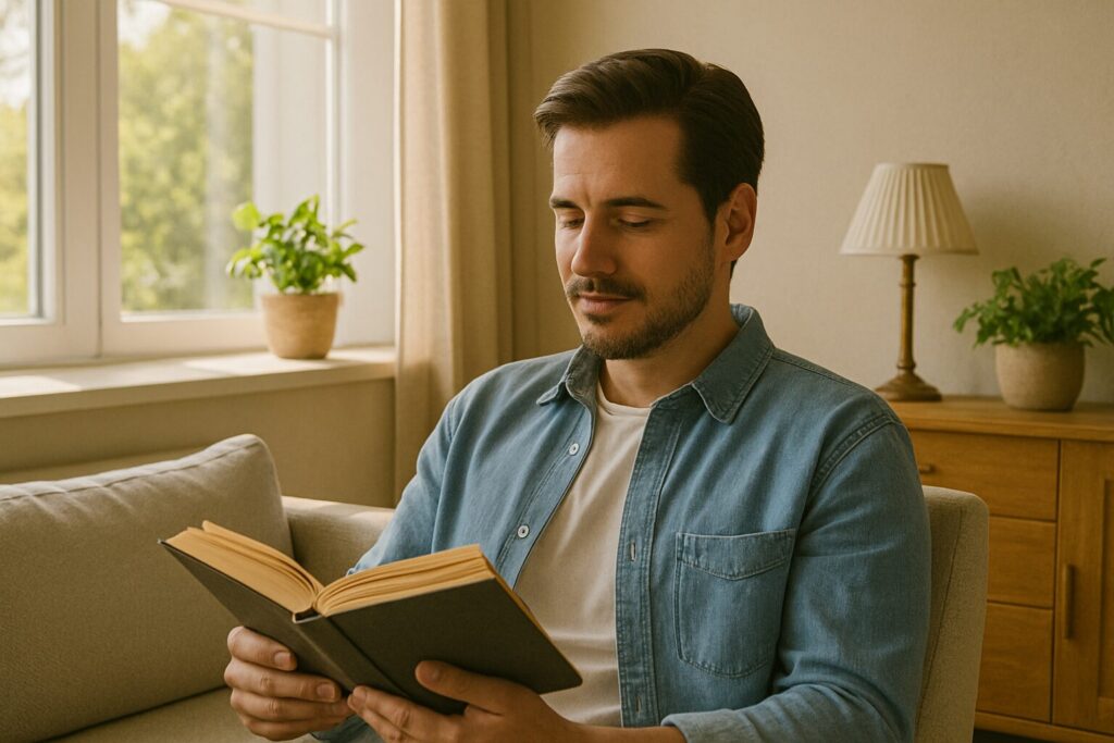 本を読む男性