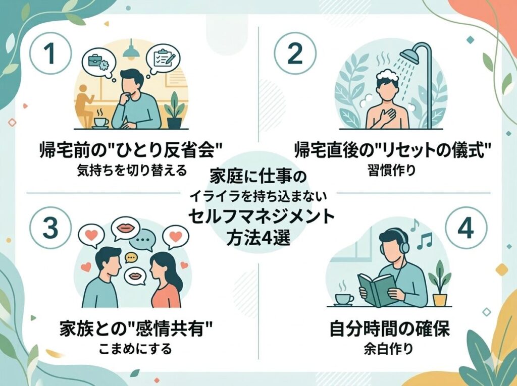 イライラを家庭に持ち込まないセルフマネジメント方法4選