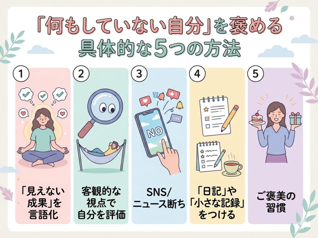 何もしない自分を褒める5つの方法