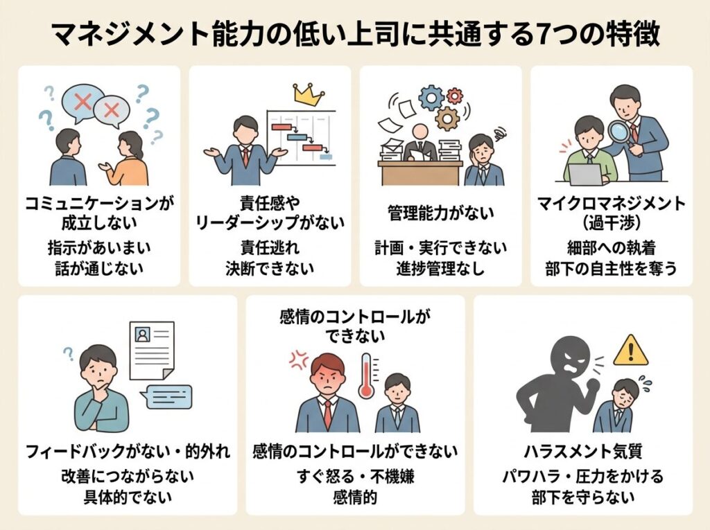 管理能力のない上司に共通する7つの特徴
