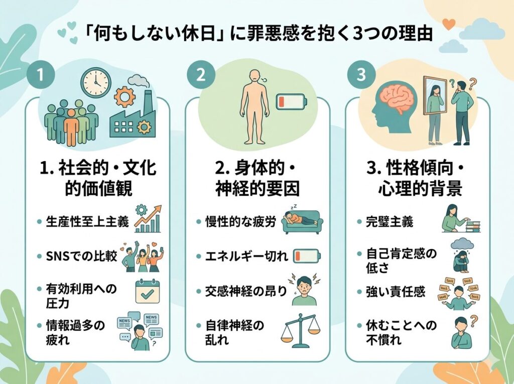 何もしない休日に罪悪感を感じる3つの理由