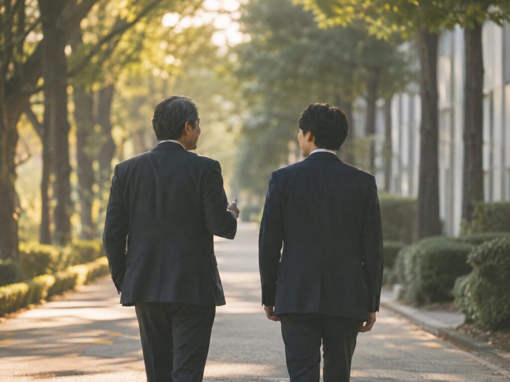 並んで歩く上司と部下