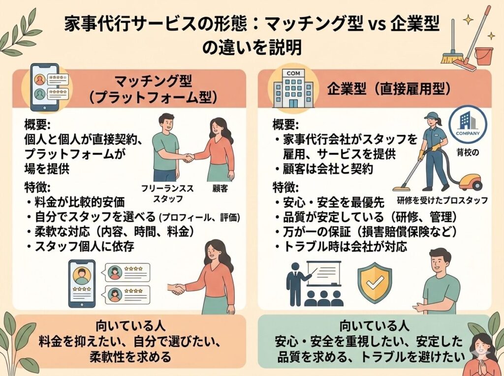 家事代行サービス|マッチング型vs企業型