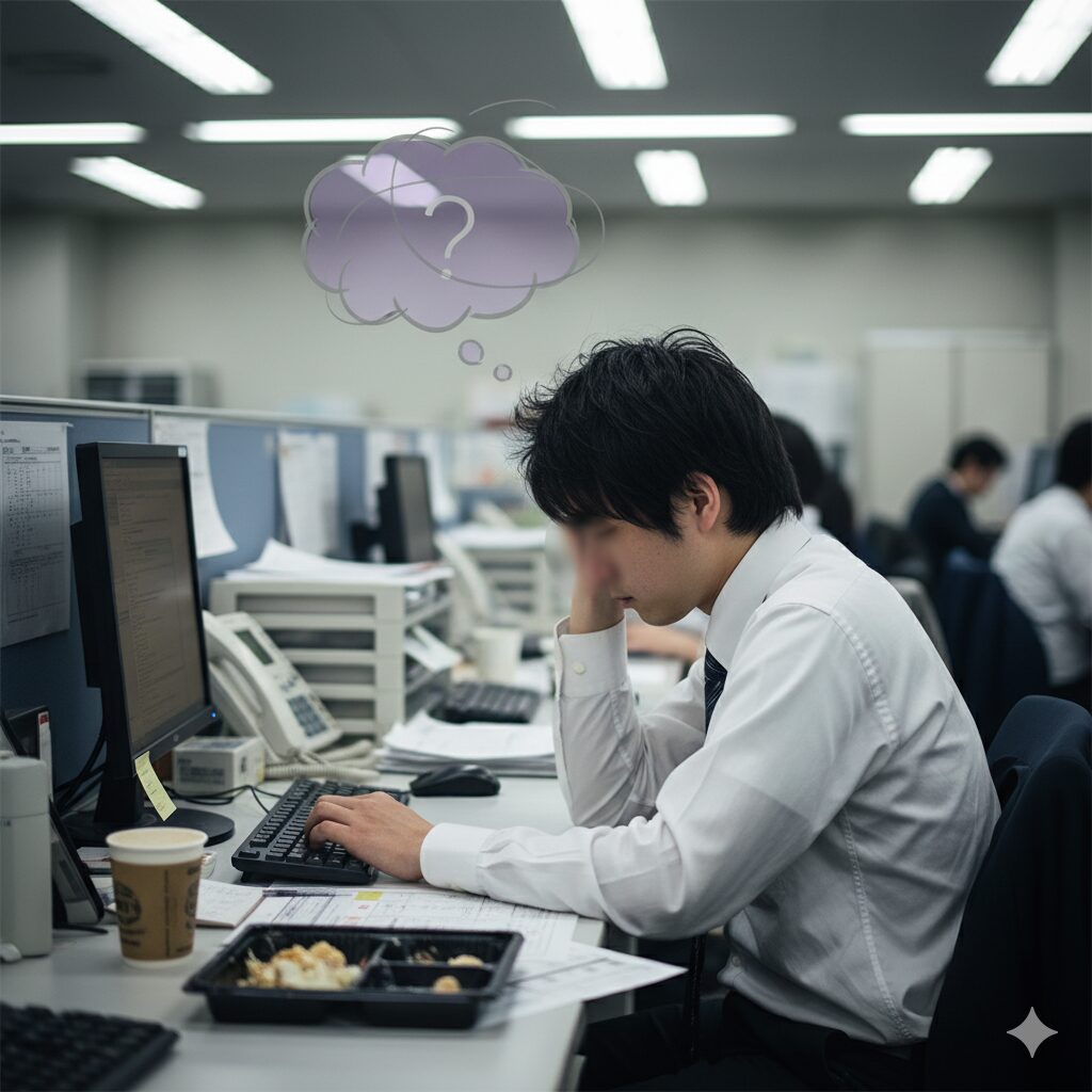 モヤモヤする男性会社員
