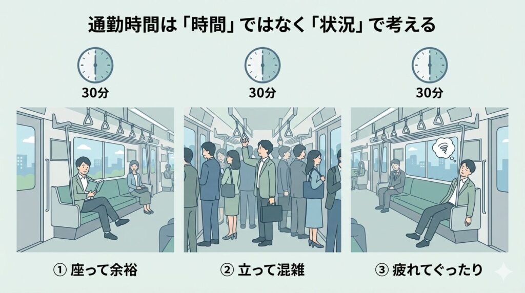 状況別通勤時間の違い