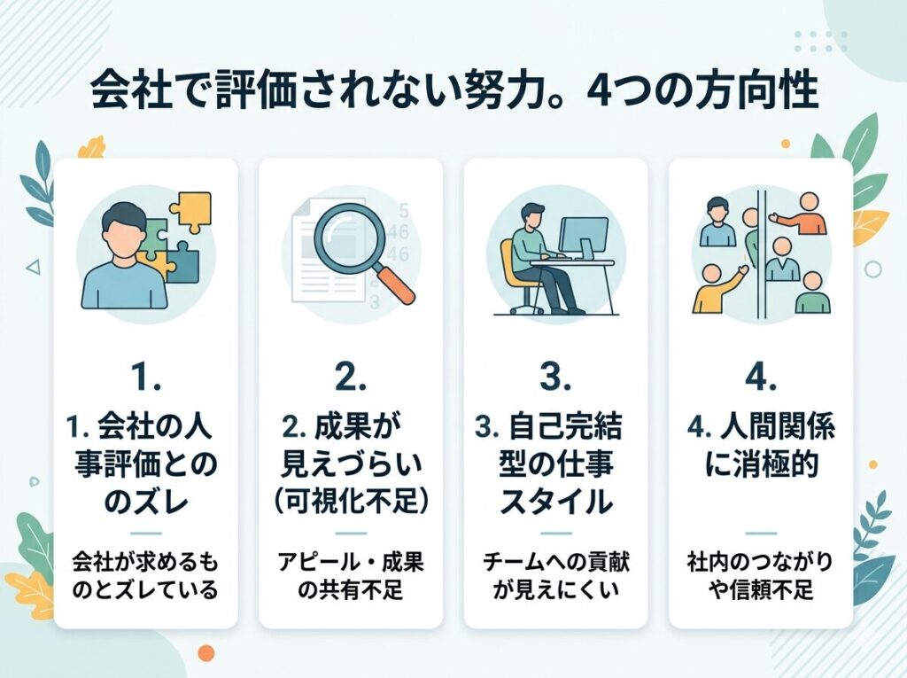 会社で評価されない４つの努力の方向性