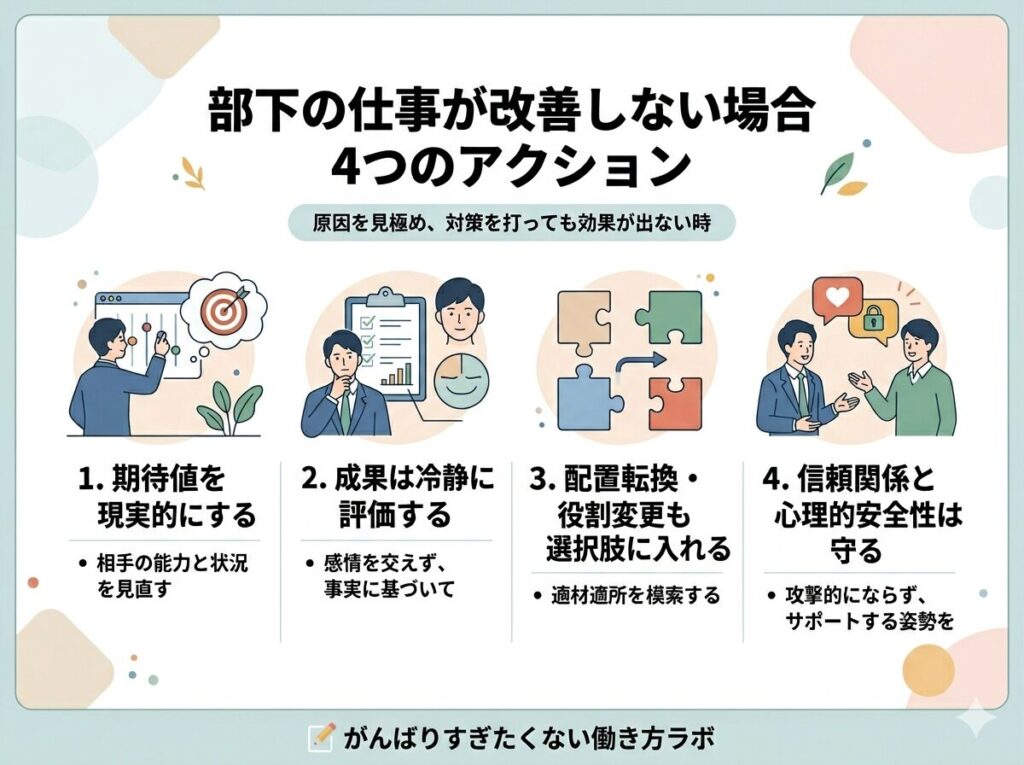 対策を打っても部下が改善しない場合の4つのアクション