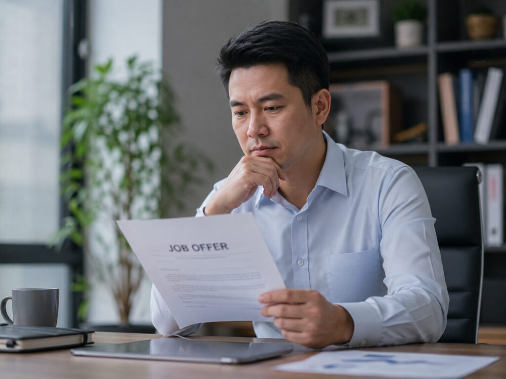 求人票を見る男性