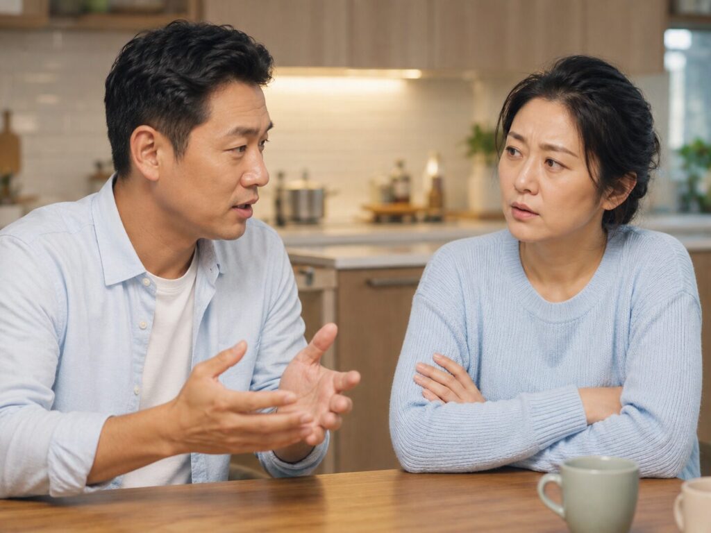 夫の提案に難色を示す妻