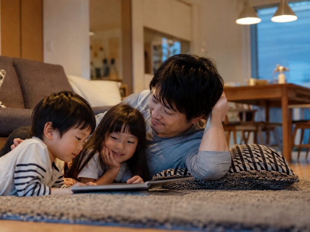 子供と一緒に少しだけ休憩