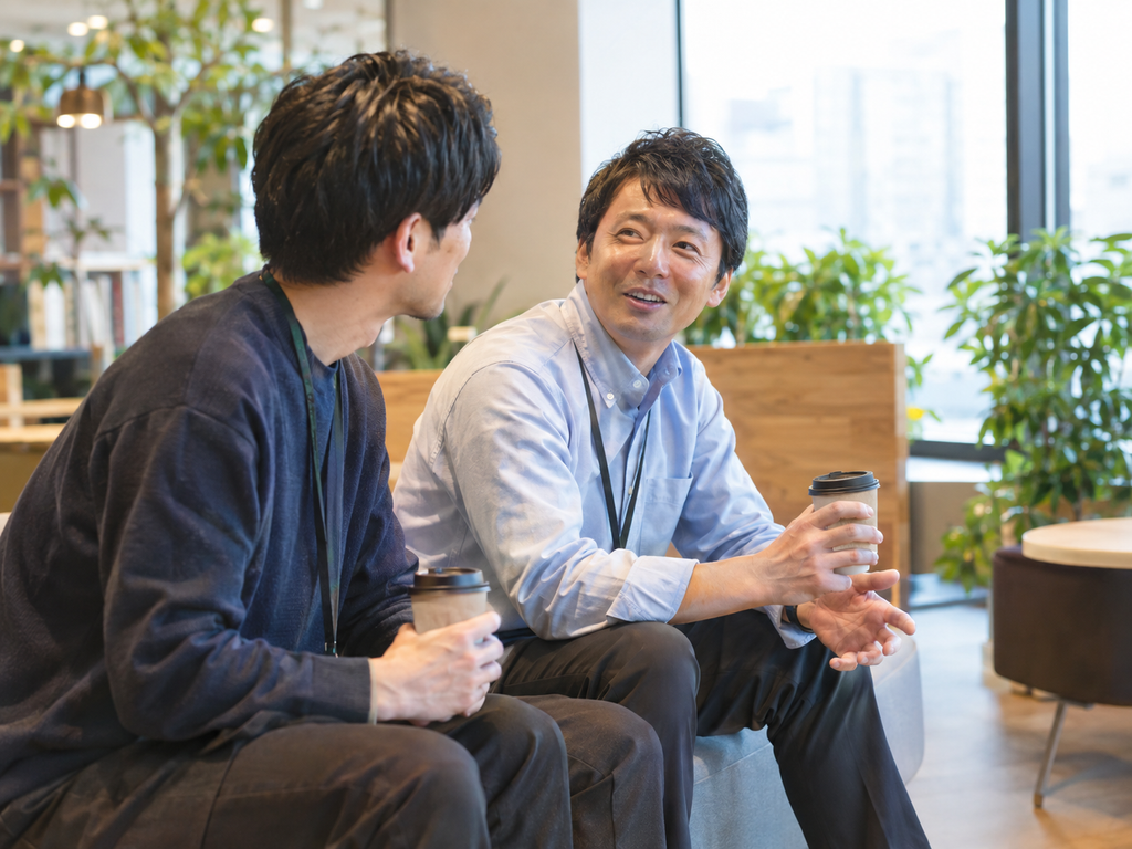 談笑する先輩、後輩