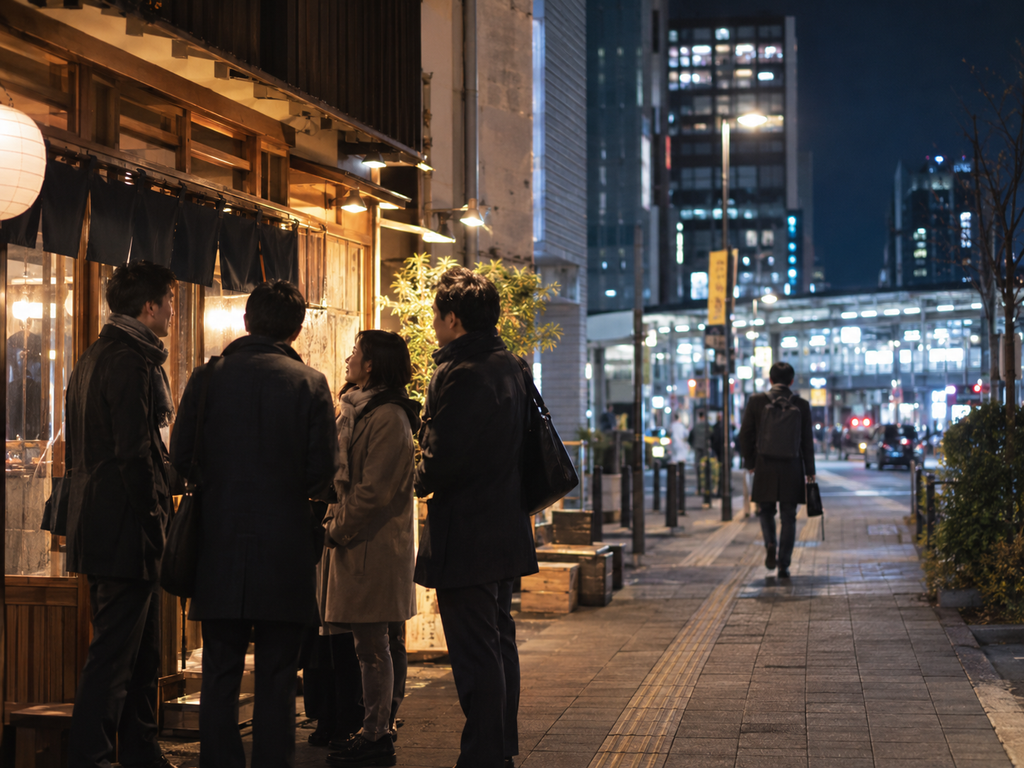 二次会に向かう人と帰る人